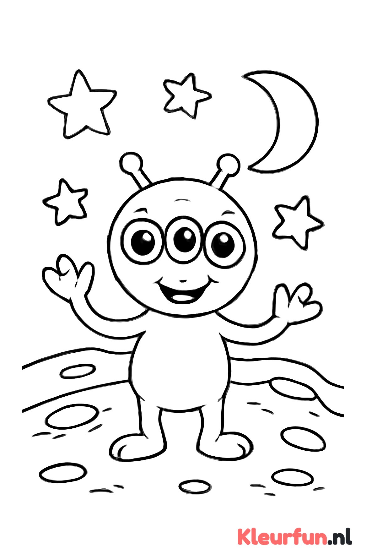 Vriendelijke alien met grote ogen