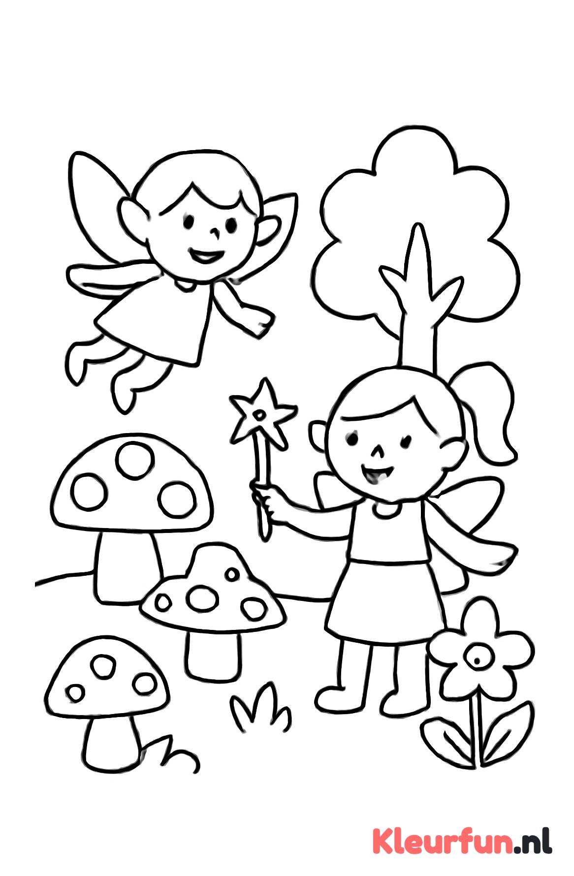Vriendelijke elfjes in het speelbos