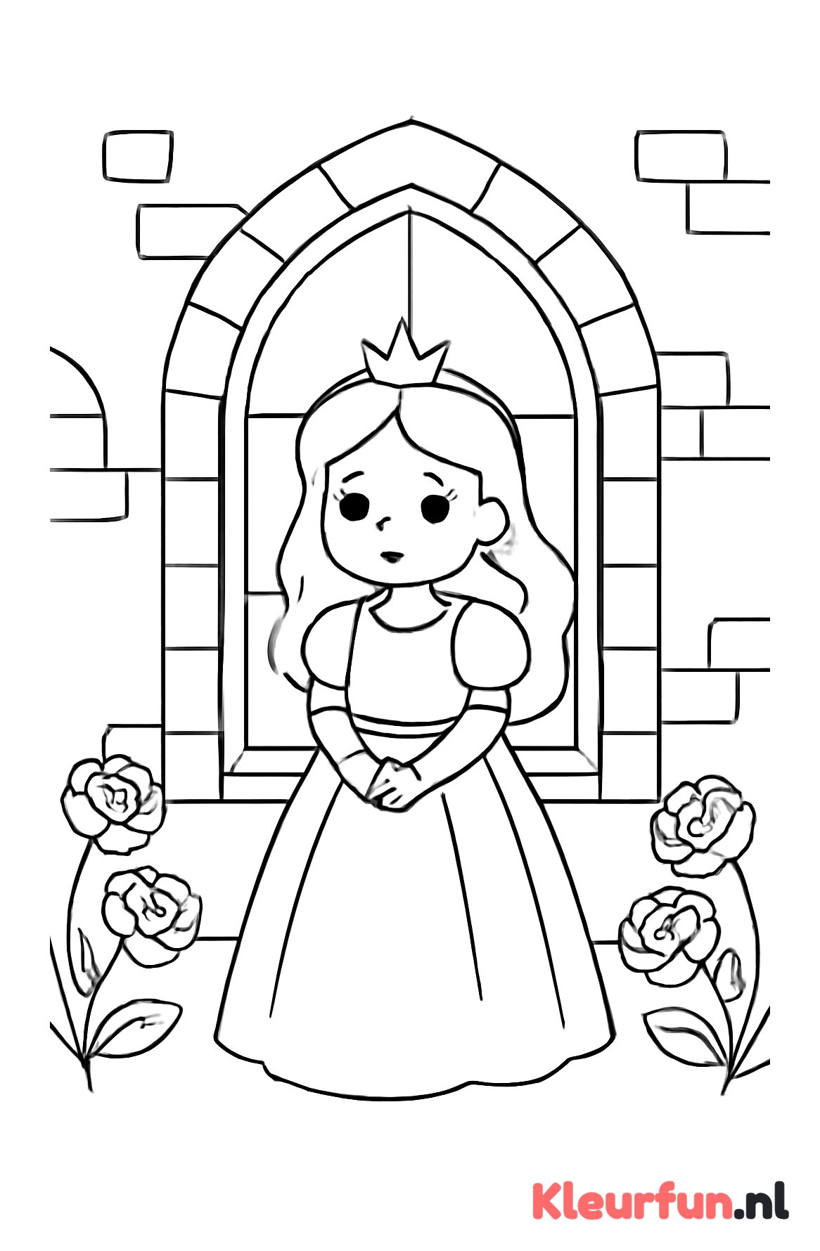 Vriendelijke prinses in sprookjeskasteel