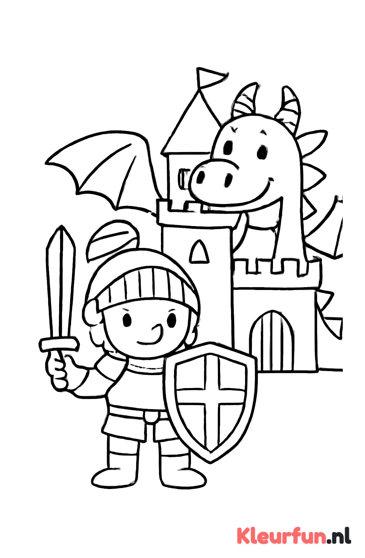 Vriendelijke ridder met draak