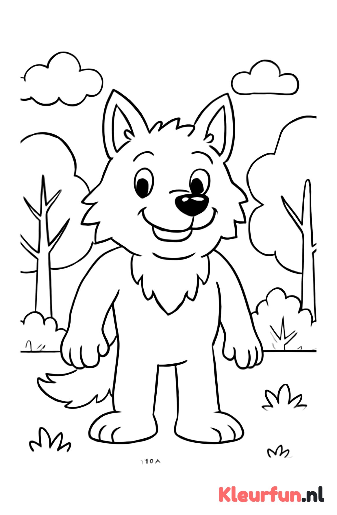 Vriendelijke weerwolf in het bos