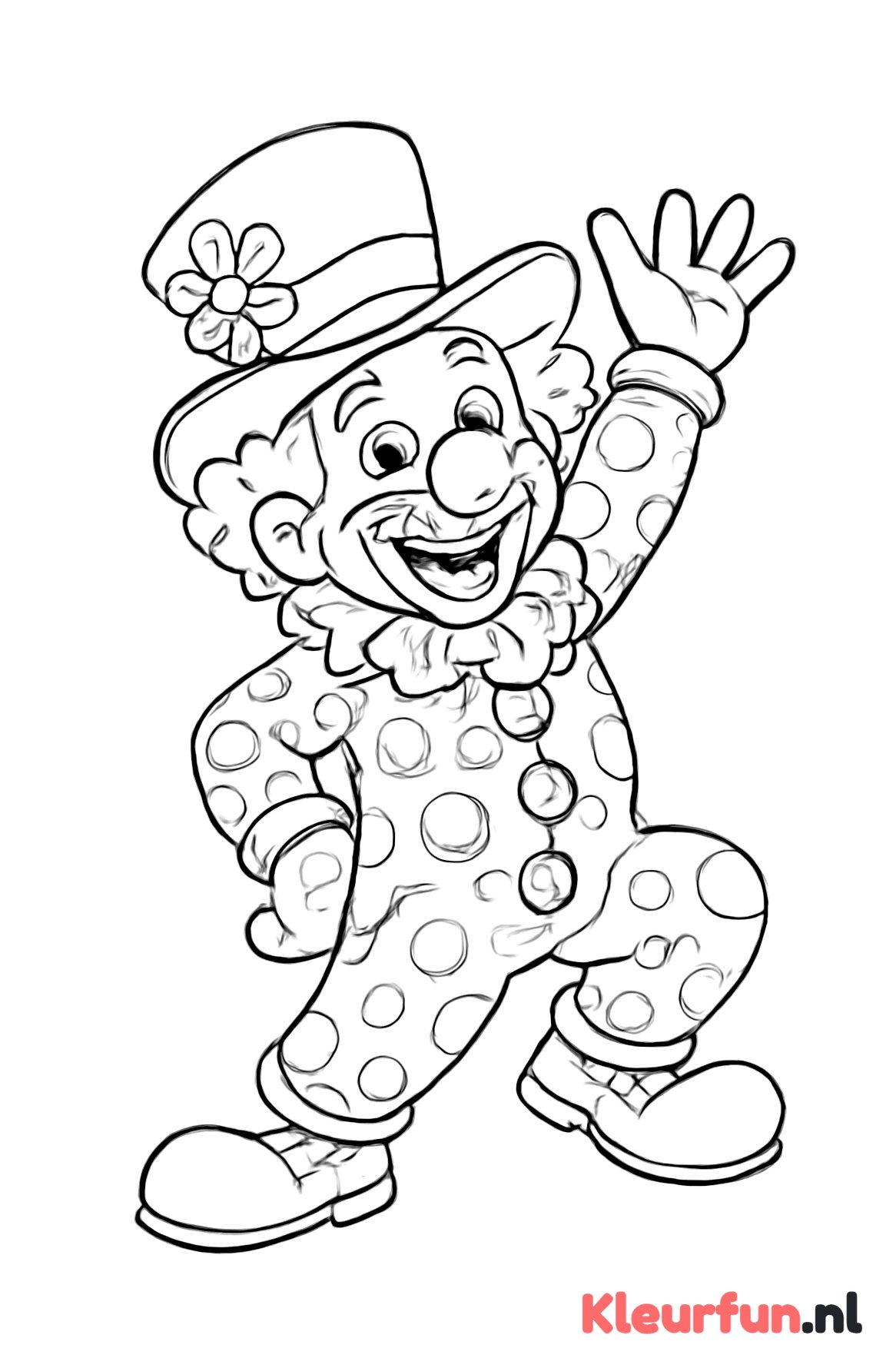 Vrolijke clown met grote hoed