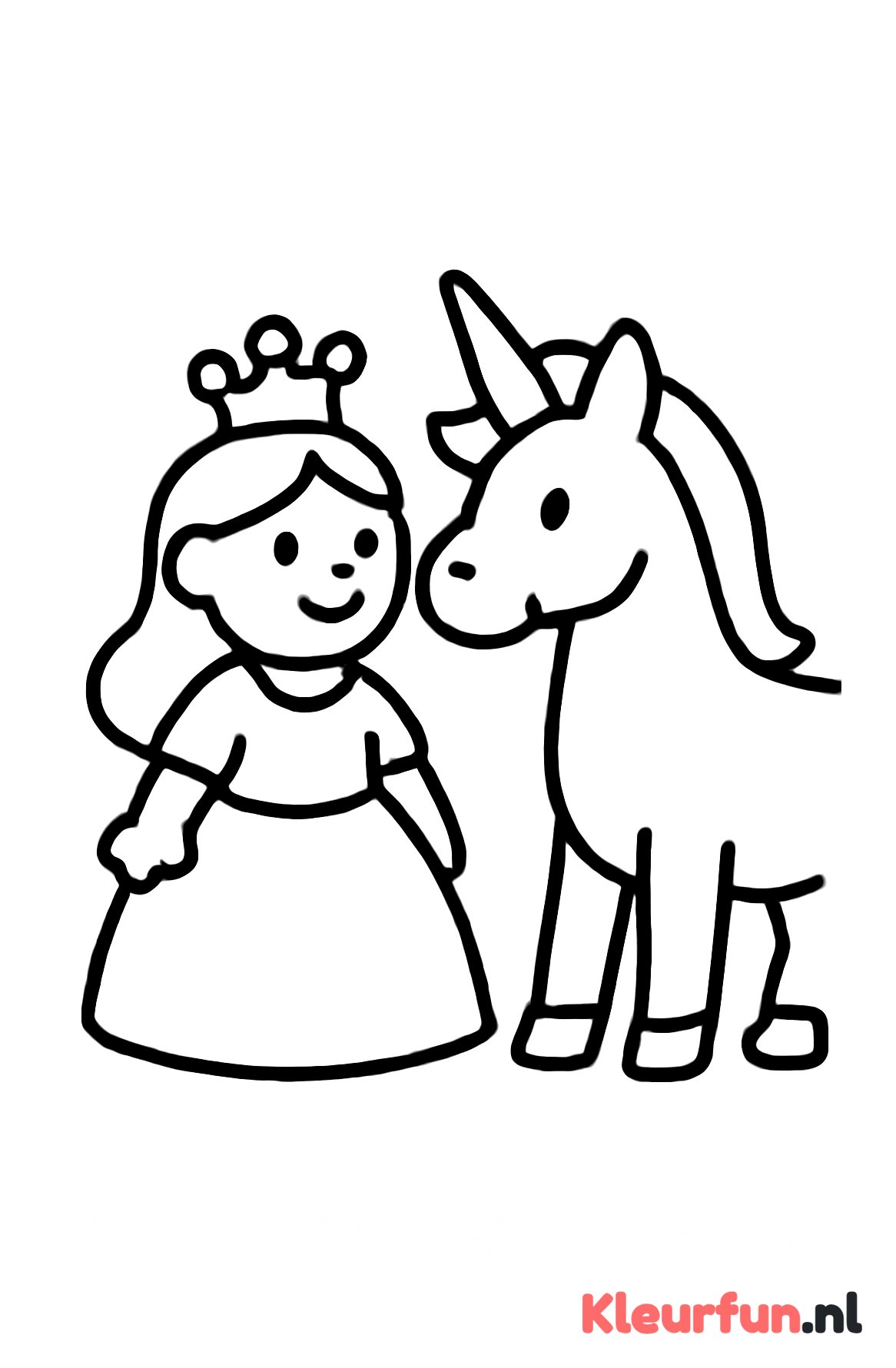 Vrolijke prinses en eenhoorn