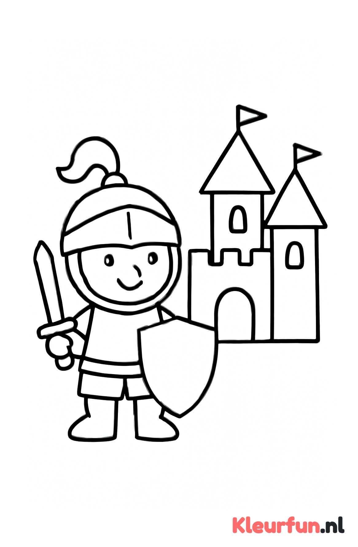 Vrolijke ridder bij kasteel