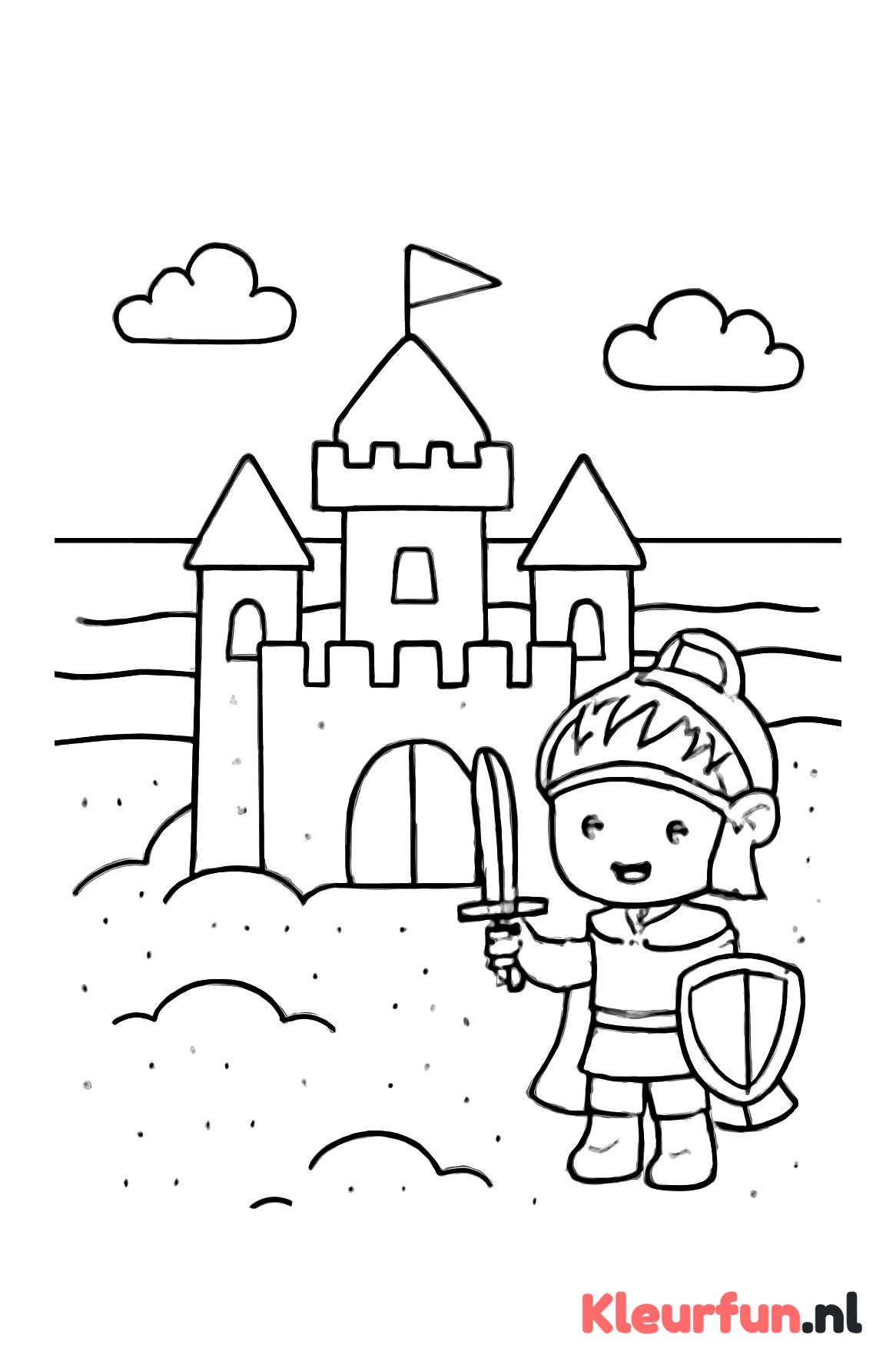 Zandkasteel met ridder