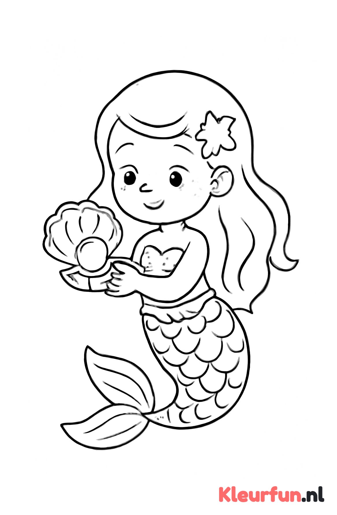 Zeemeermin met parel in mossel