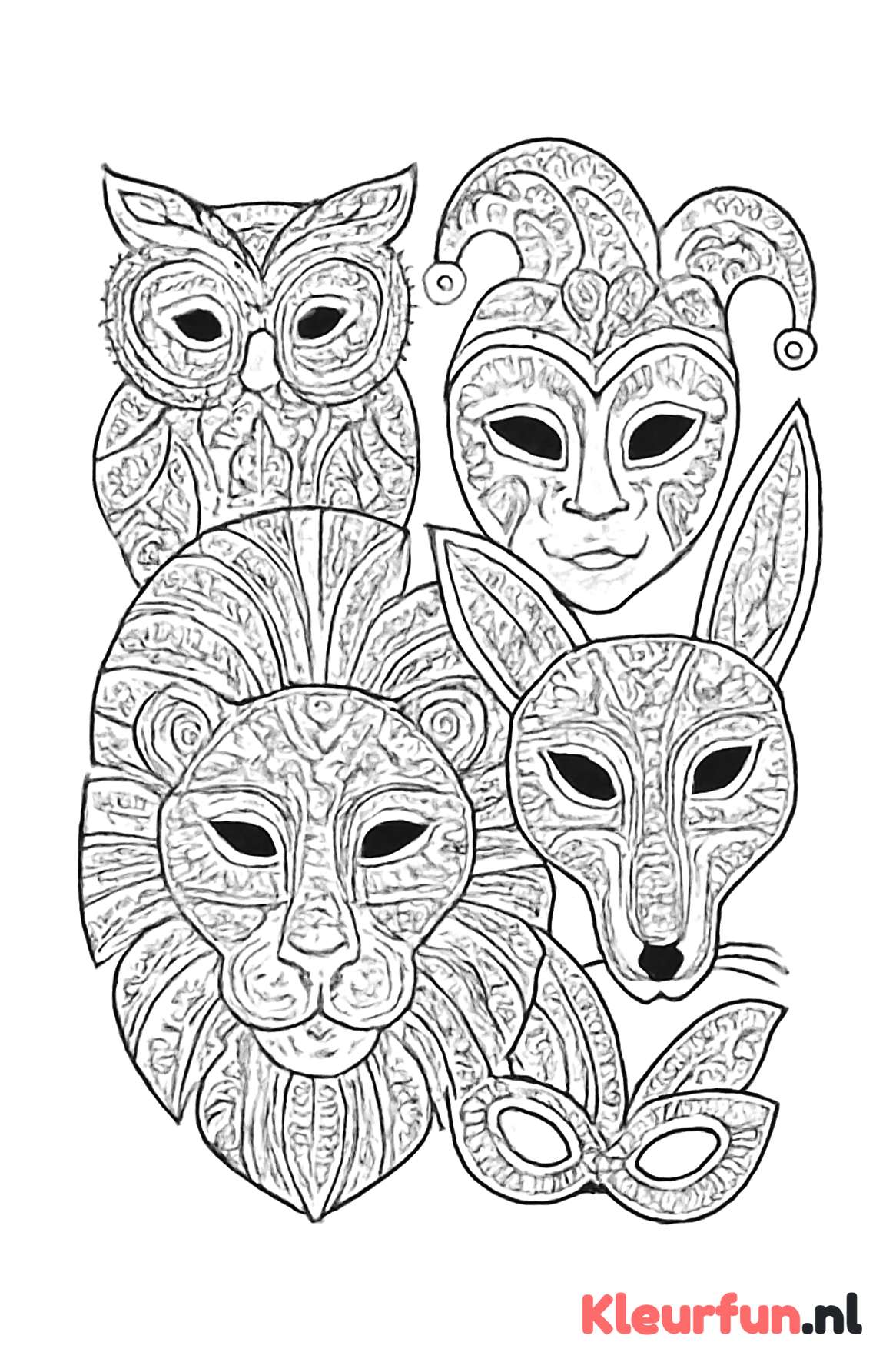 Abstracte dierenmaskers carnaval