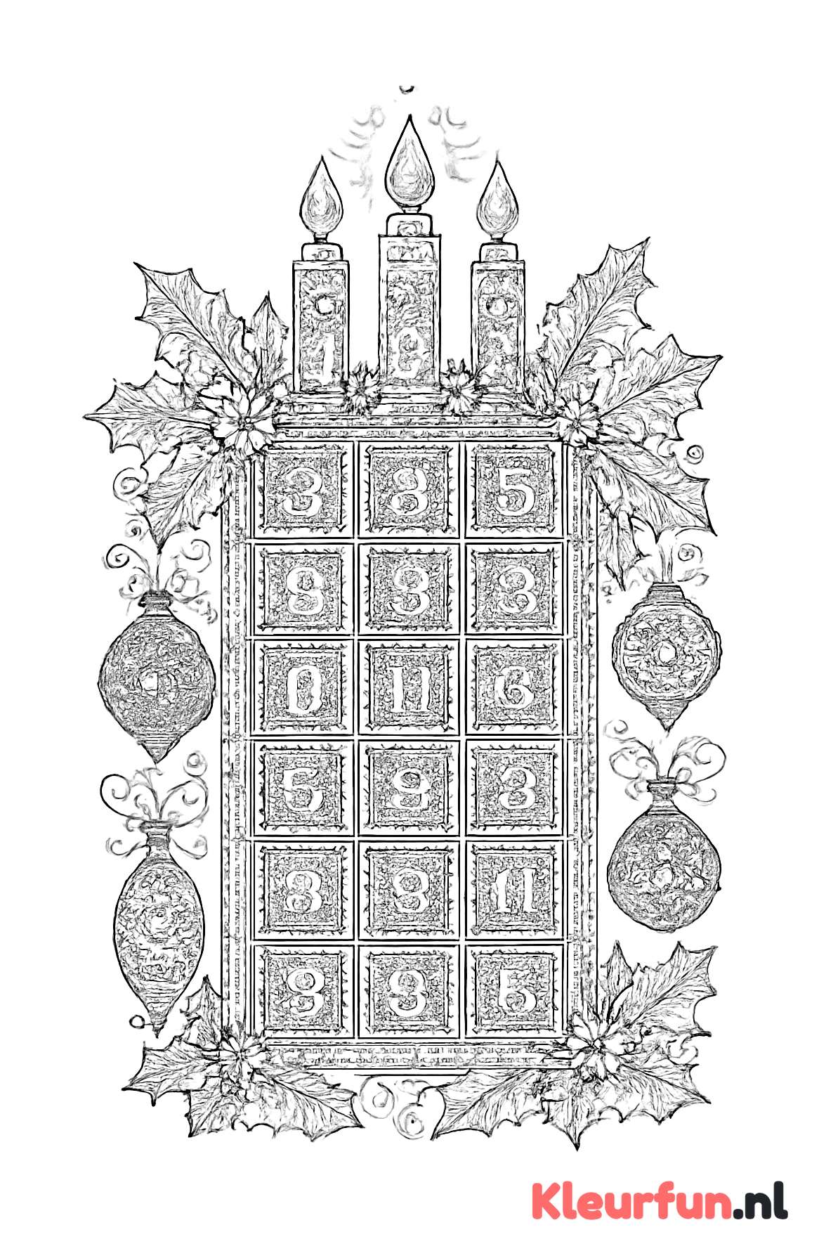 Traditionele adventskalender met ornamenten