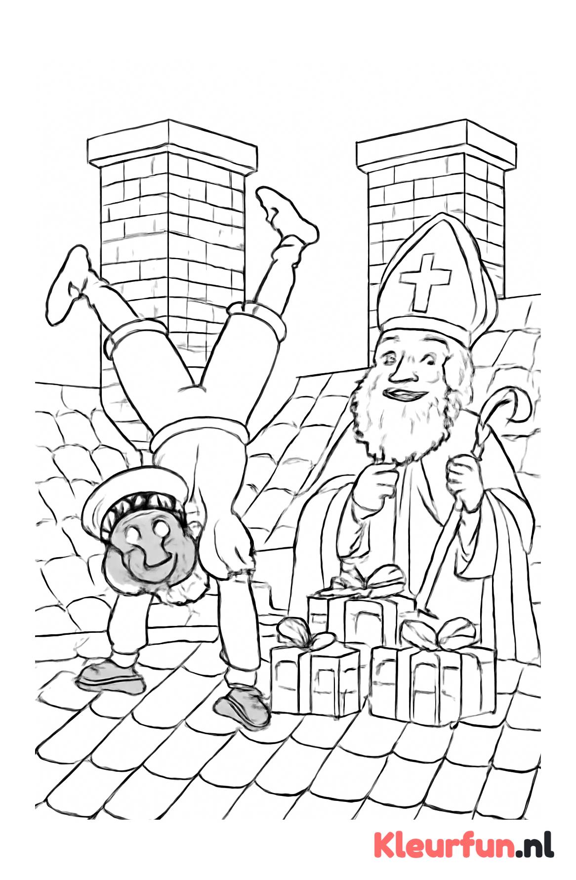 Acrobatische Piet met Sinterklaas