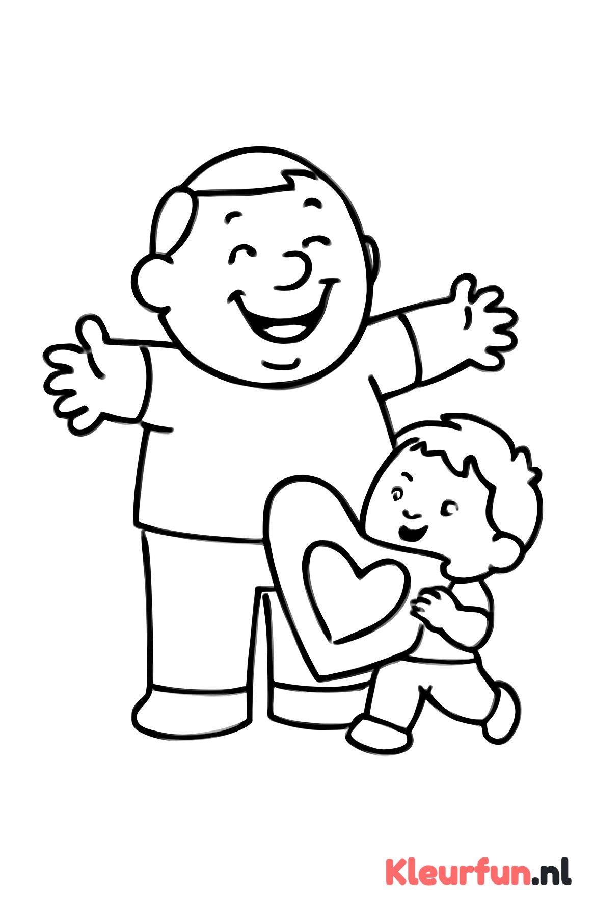Grote lachende papa met peuter