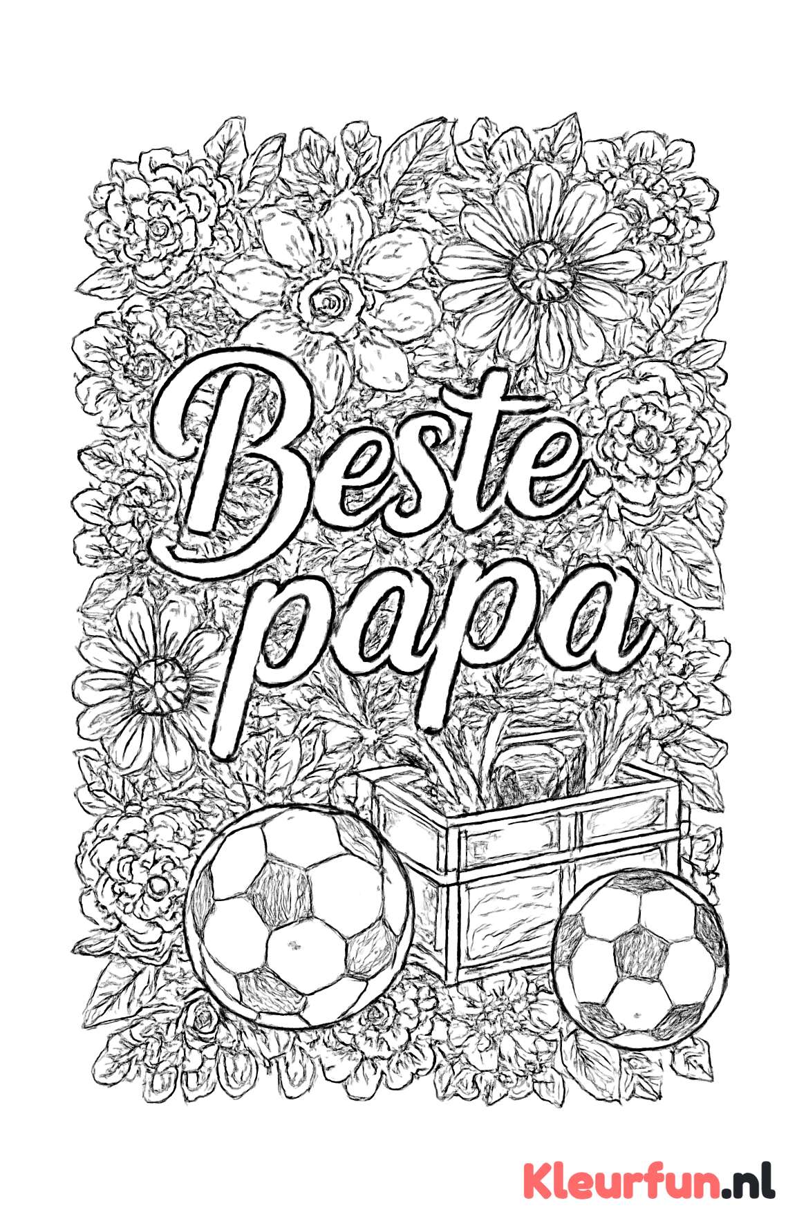Beste papa met bloemen en gereedschap