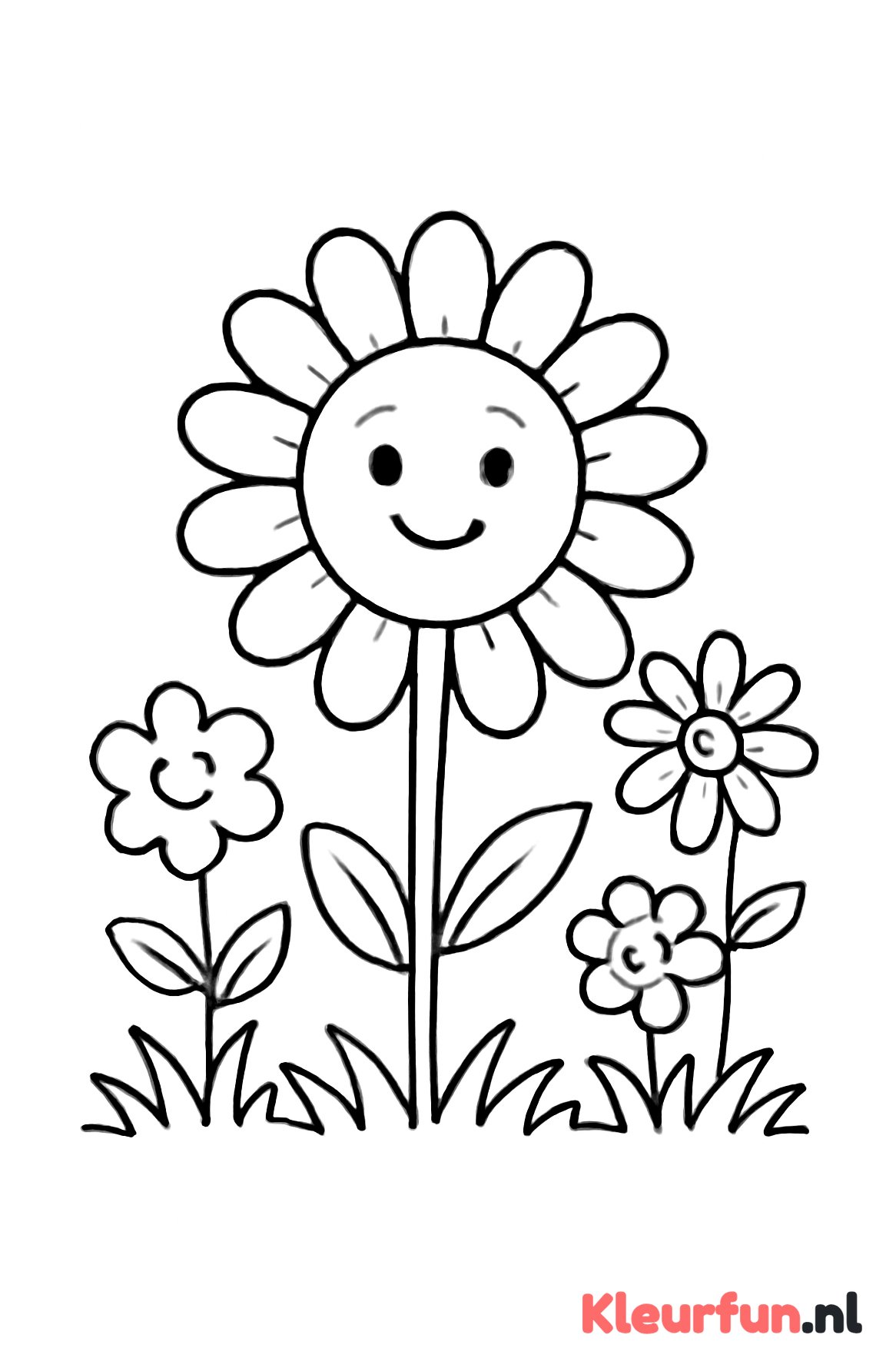 Blije bloemen met gezicht