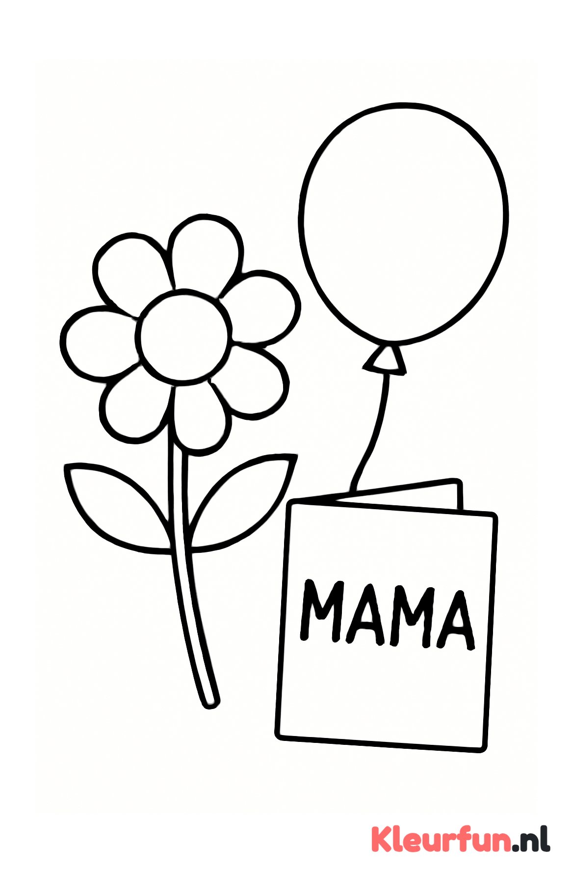Bloem, ballon en kaart met mama