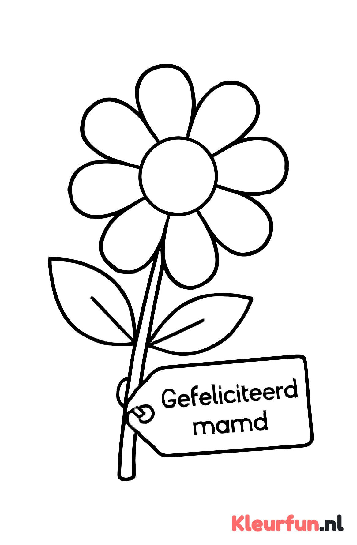 Grote bloem met Gefeliciteerd mama label