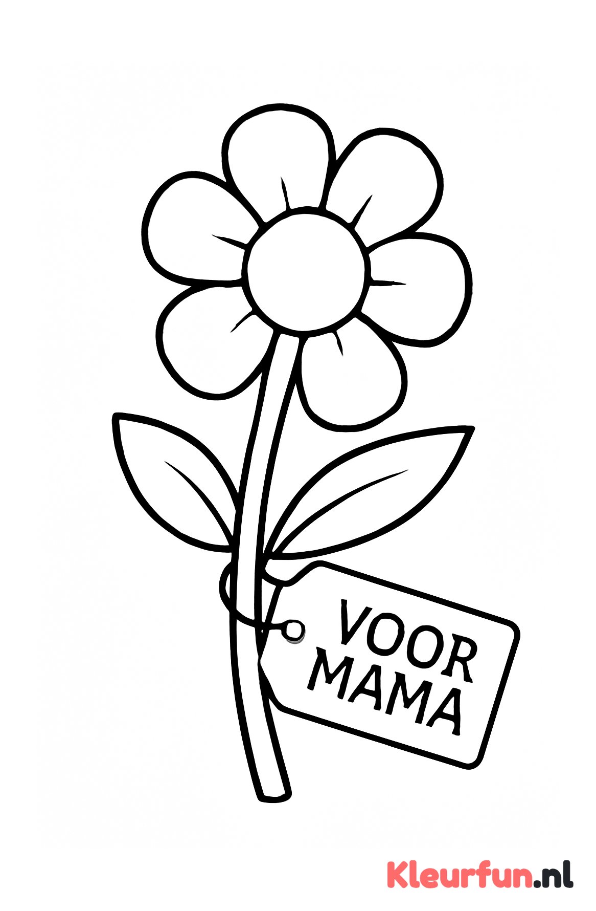 Bloem en lief kaartje met Moederdag tekst