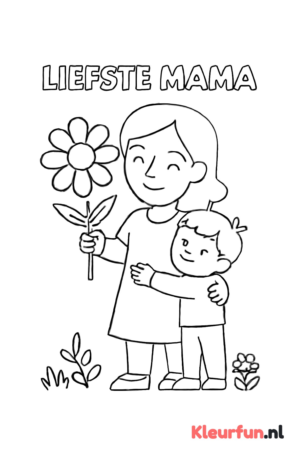 Mama en kindje met bloem