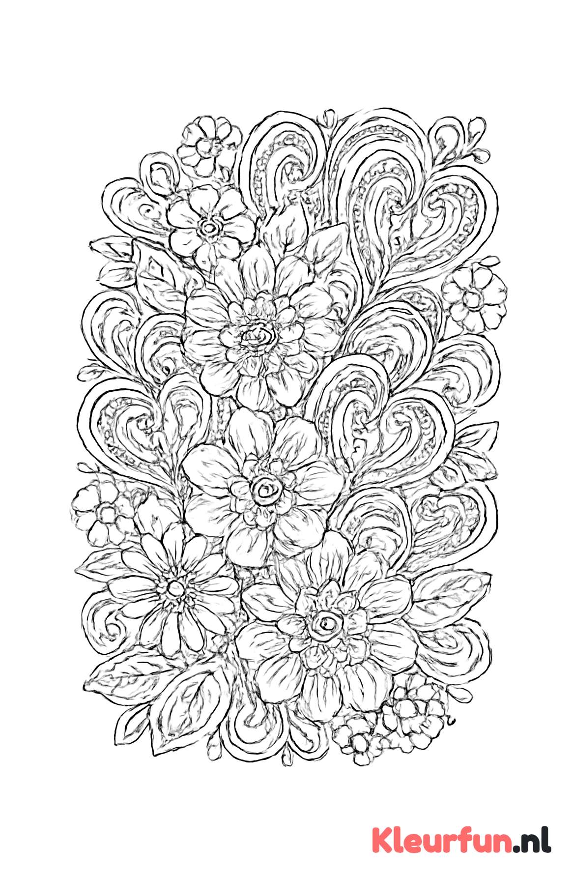 Ingewikkeld bloemen- en hartjespatroon