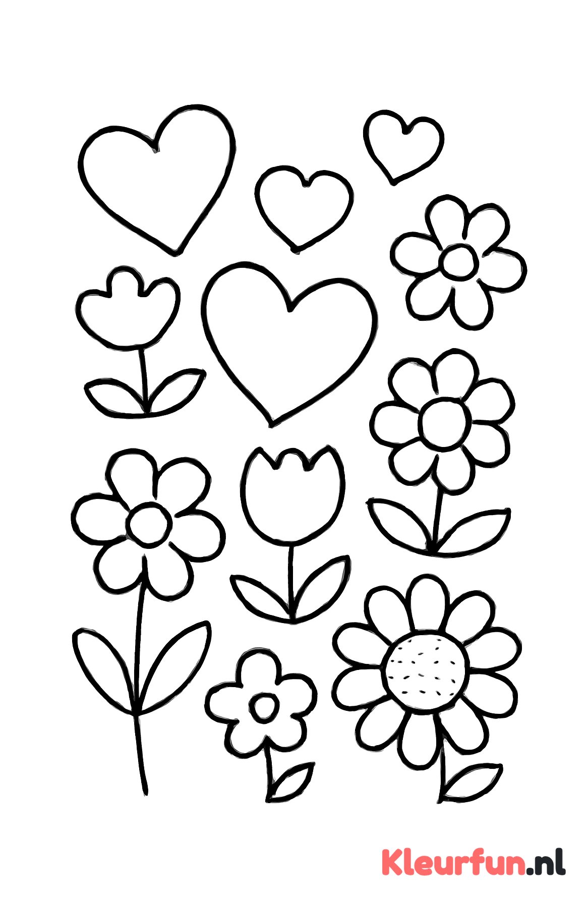 Bloemen en hartjes samen