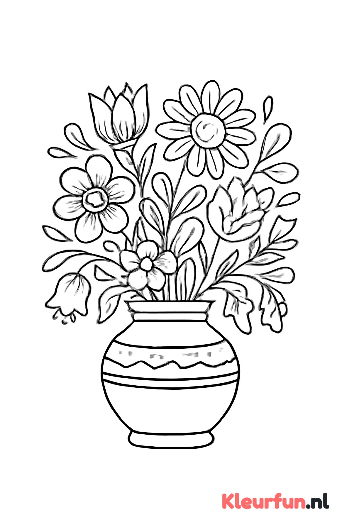 Grote vaas met veel bloemen