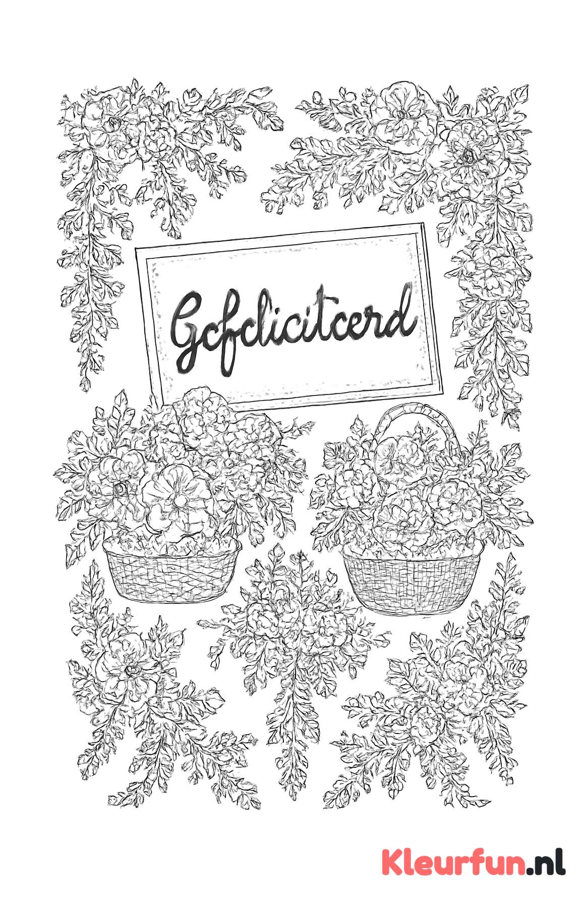 Bloemenslingers en verjaardagskaart met ingewikkelde details