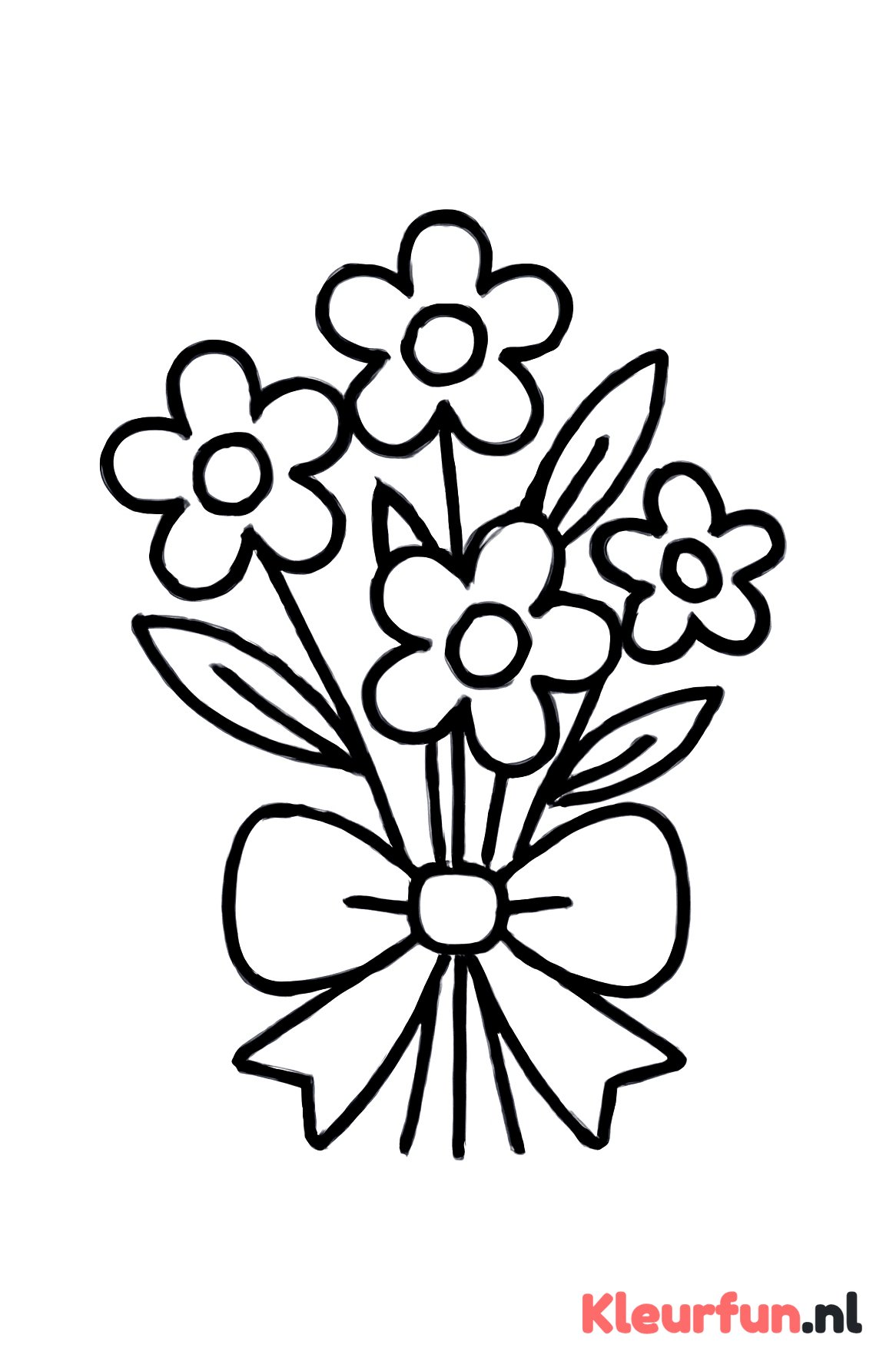 Boeket bloemen met strik
