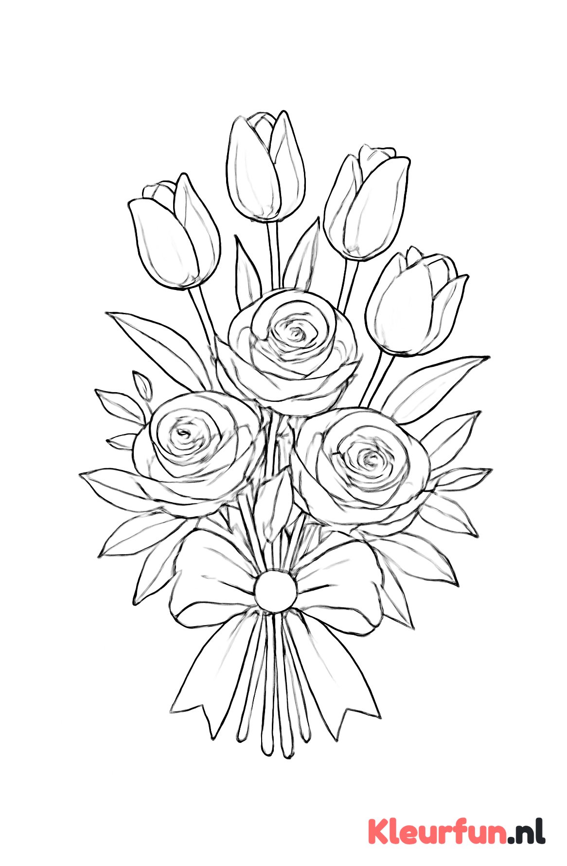 Boeket Tulpen en Rozen