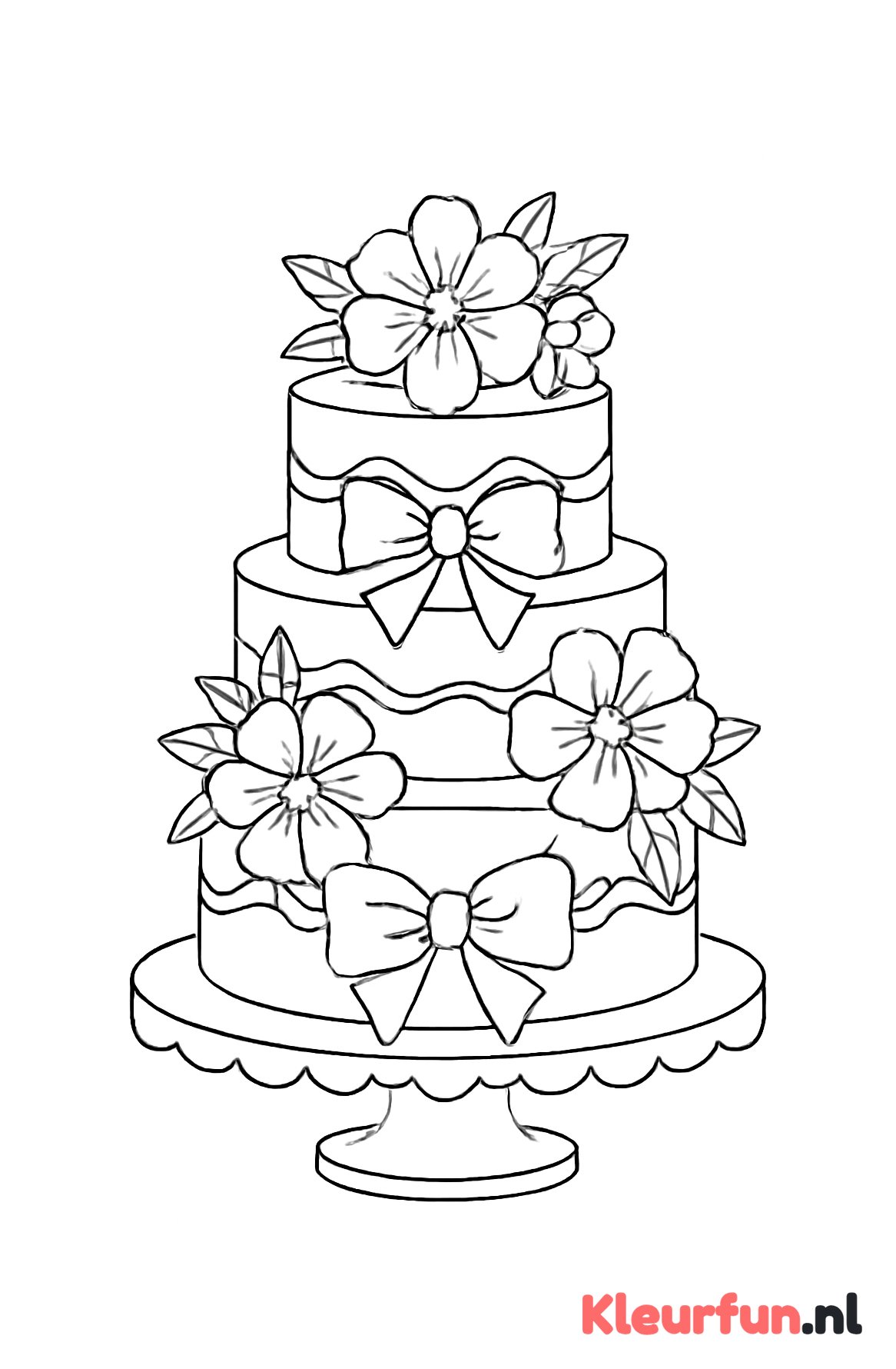 Bruiloftstaart met Bloemen