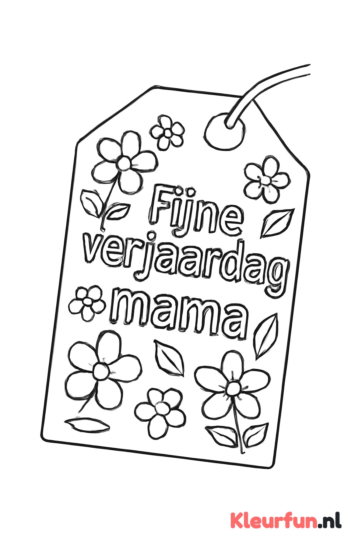 Verjaardagswens op cadeaulabel voor mama