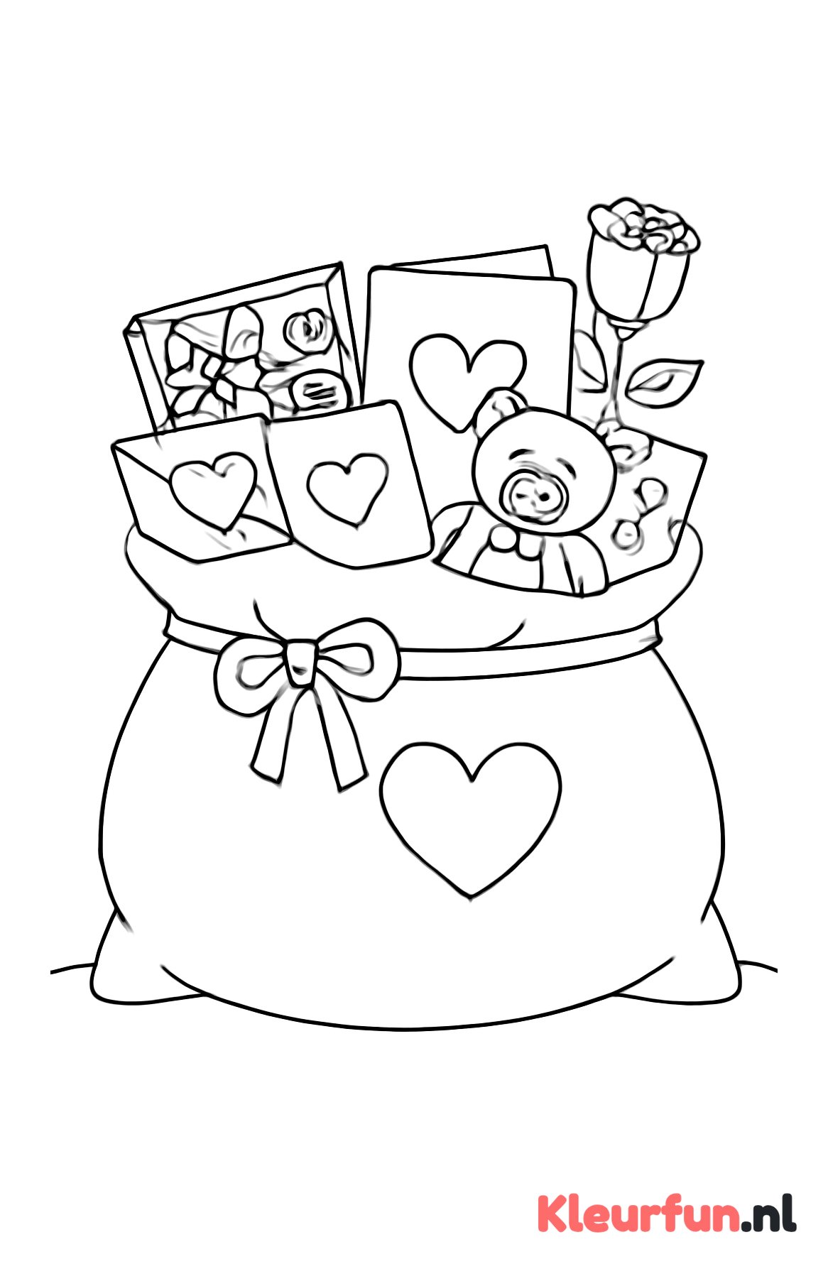Cadeauzak vol Valentijn cadeautjes