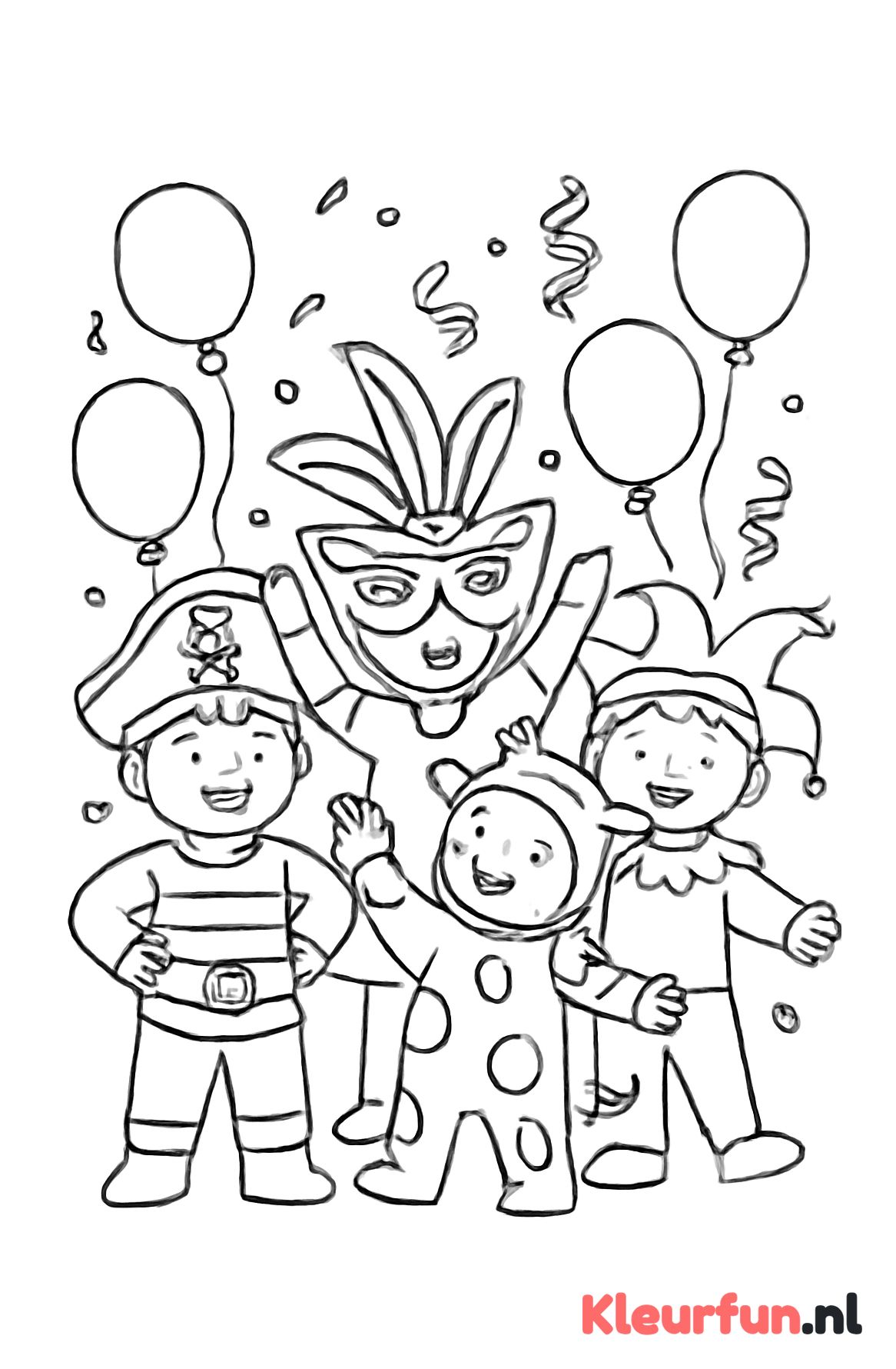 Carnavalskinderen in kostuums