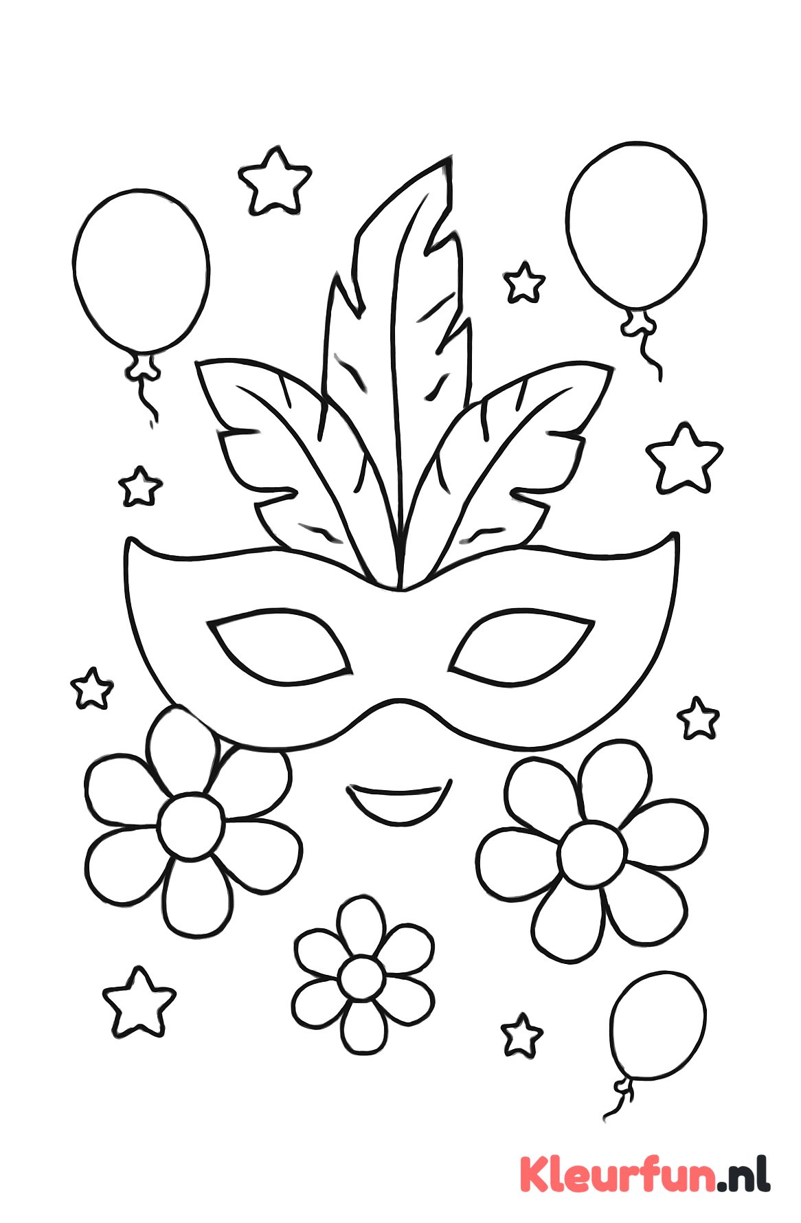 Carnavalsmasker met veren en bloemen
