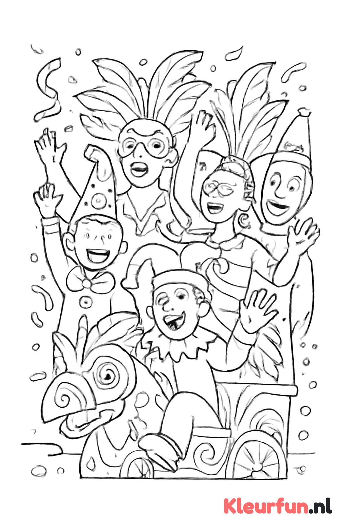 Carnavalsoptocht met kostuums en maskers