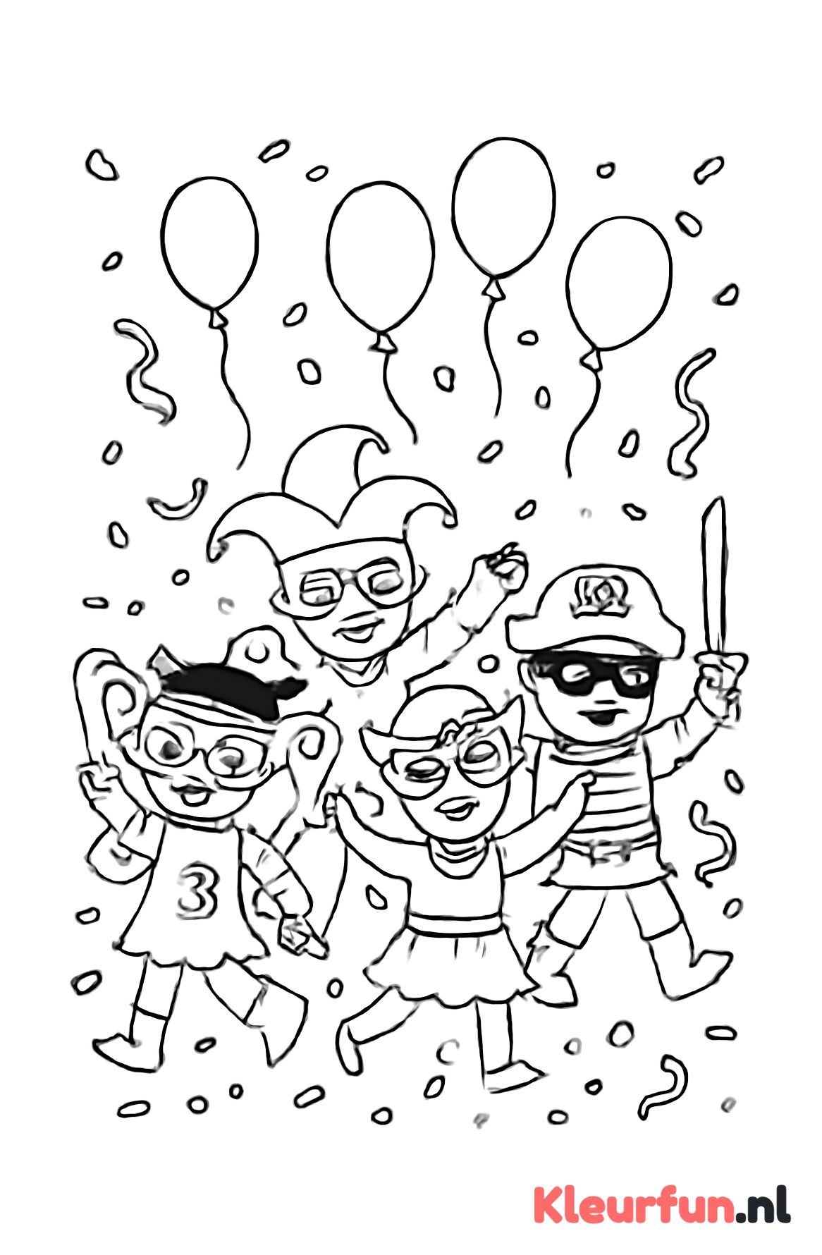 Carnavalsoptocht met verklede kinderen