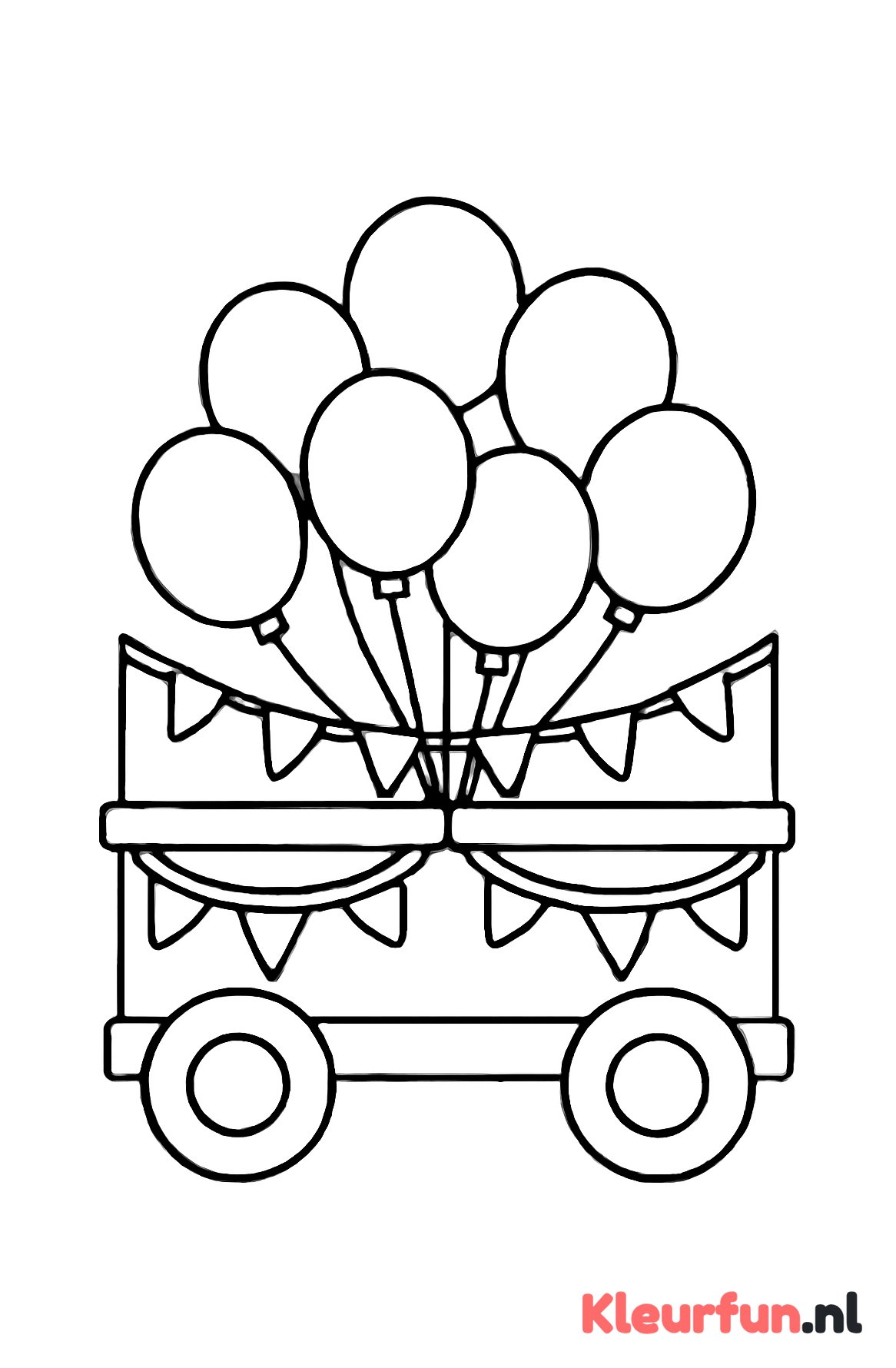 Carnavalswagen met ballonnen en slingers