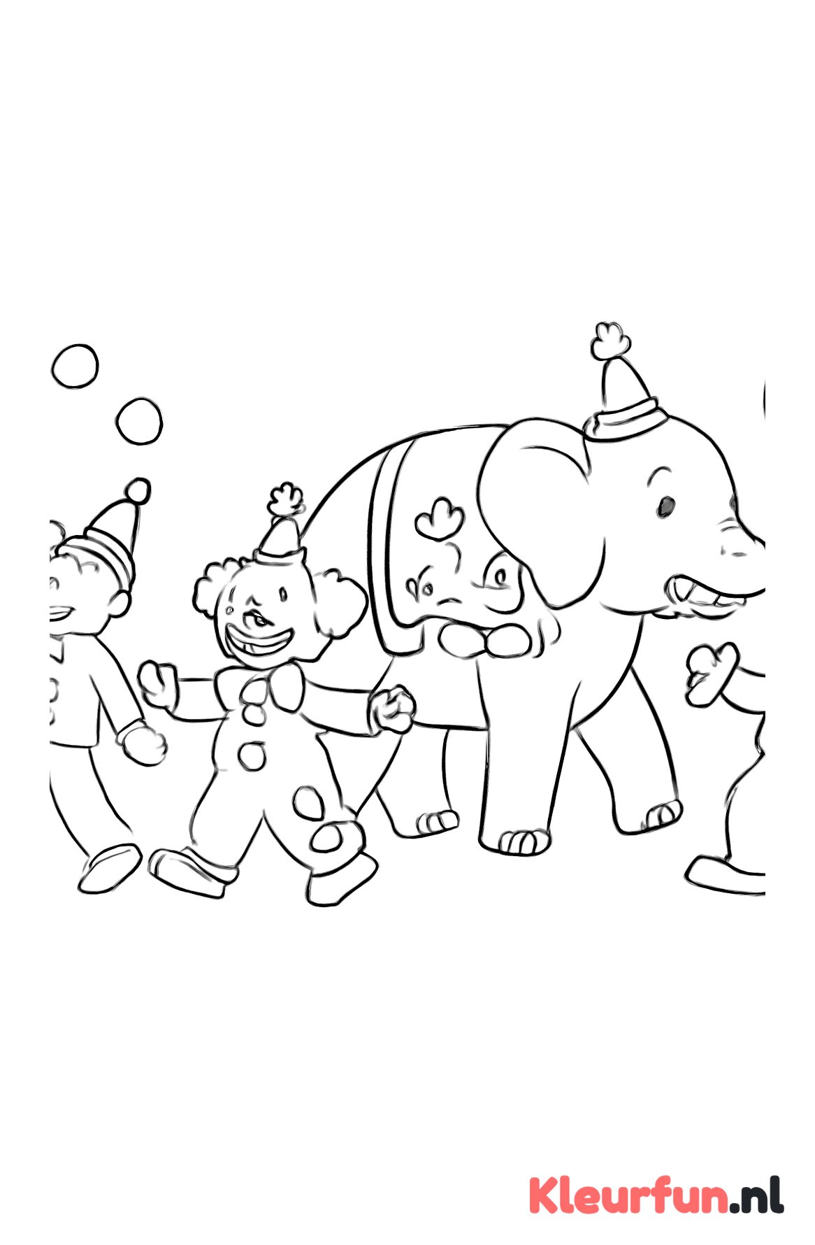 Circusparade met artiesten en olifant