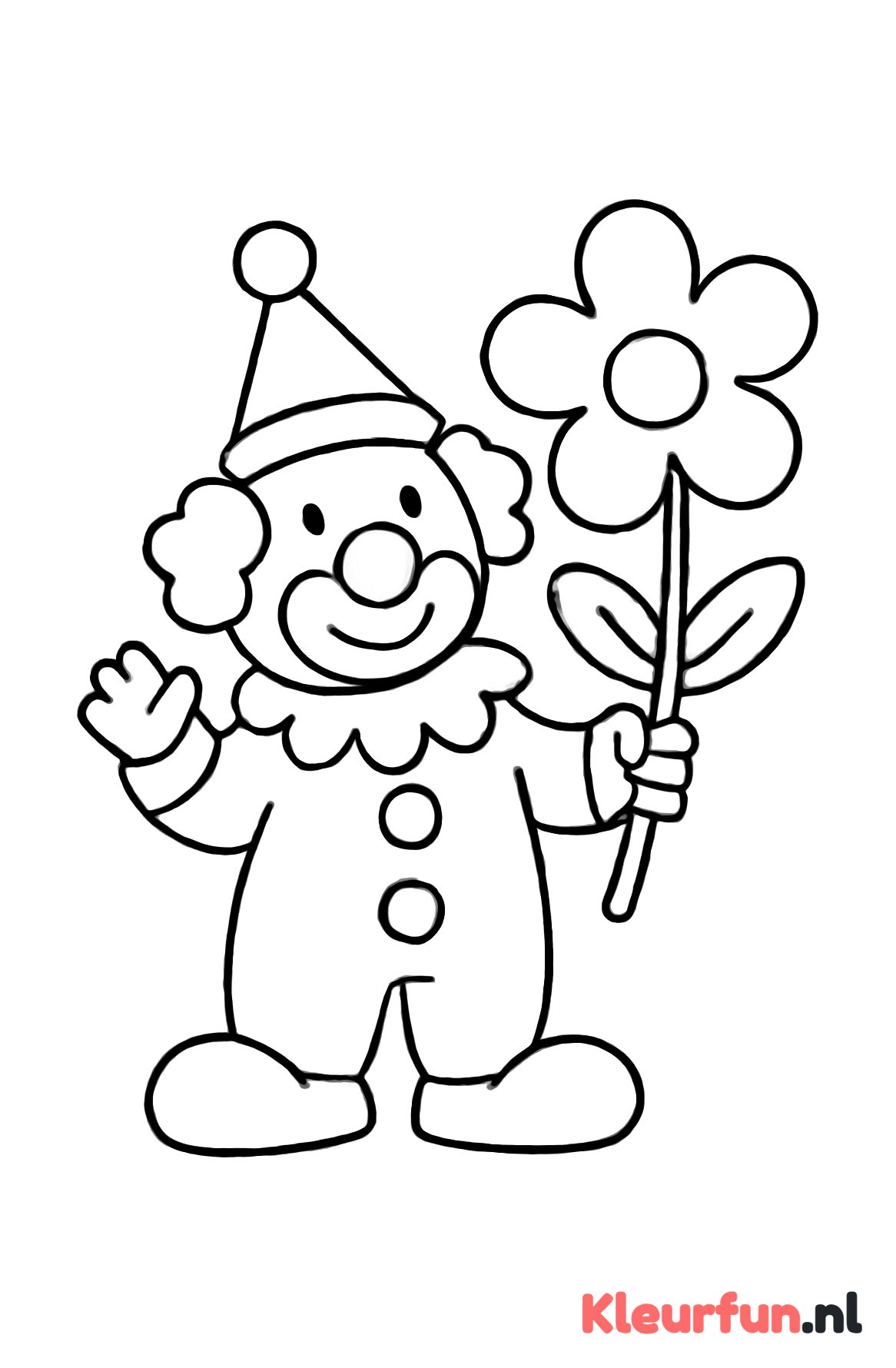 Clown met grote bloem