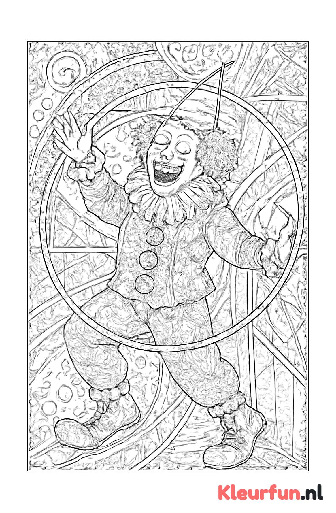 Carnavalsclown spel met hoepel