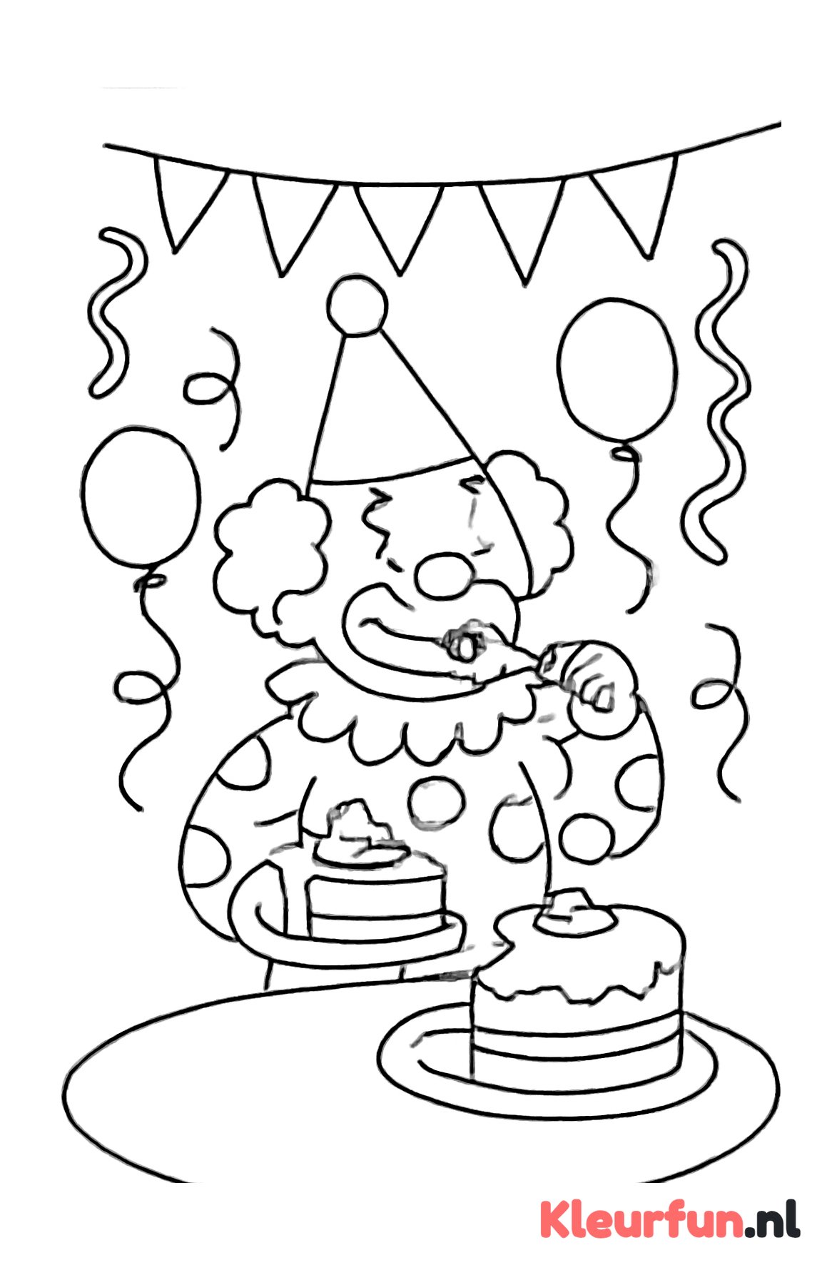 Clown die taart eet