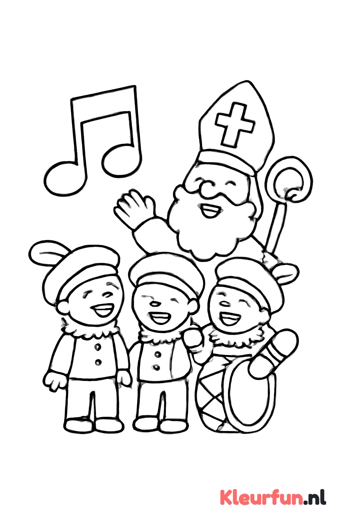 Club van Sinterklaas zingt met muzieknoot en trommel