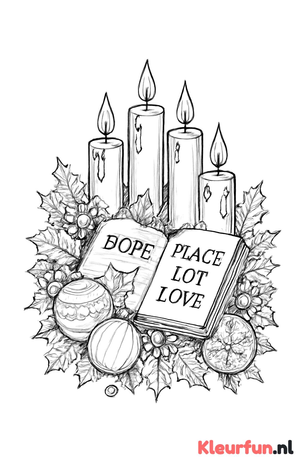 Combinatie van adventskaarsen en kerstsymbolen