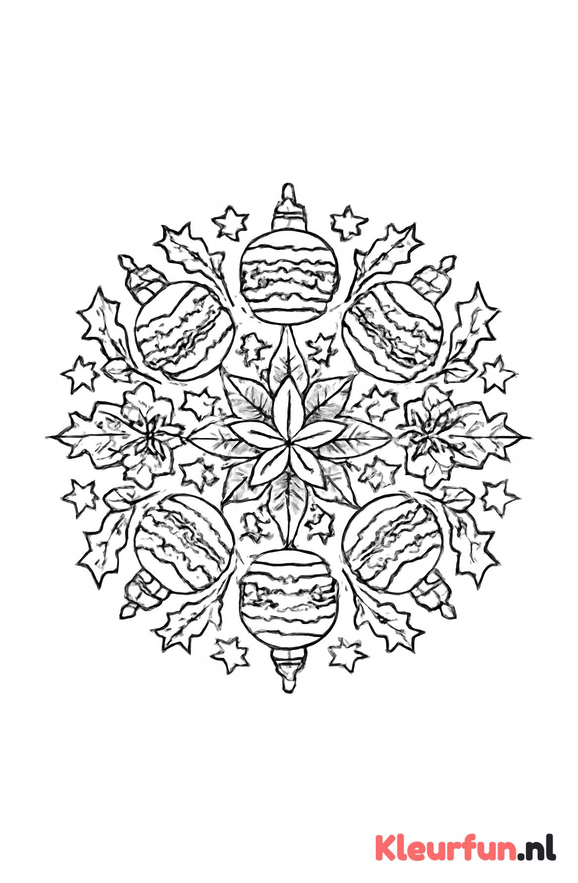Complexe kerstmandala met kerstsymbolen