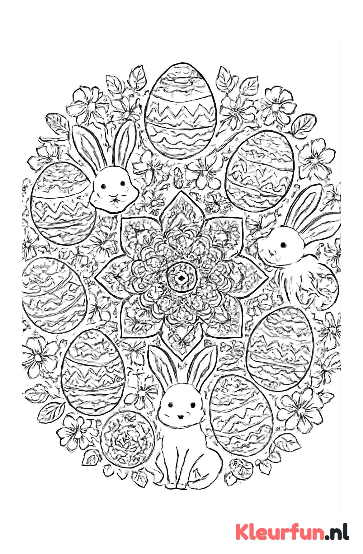 Complexe Paasmandala met Eieren en Bloemen
