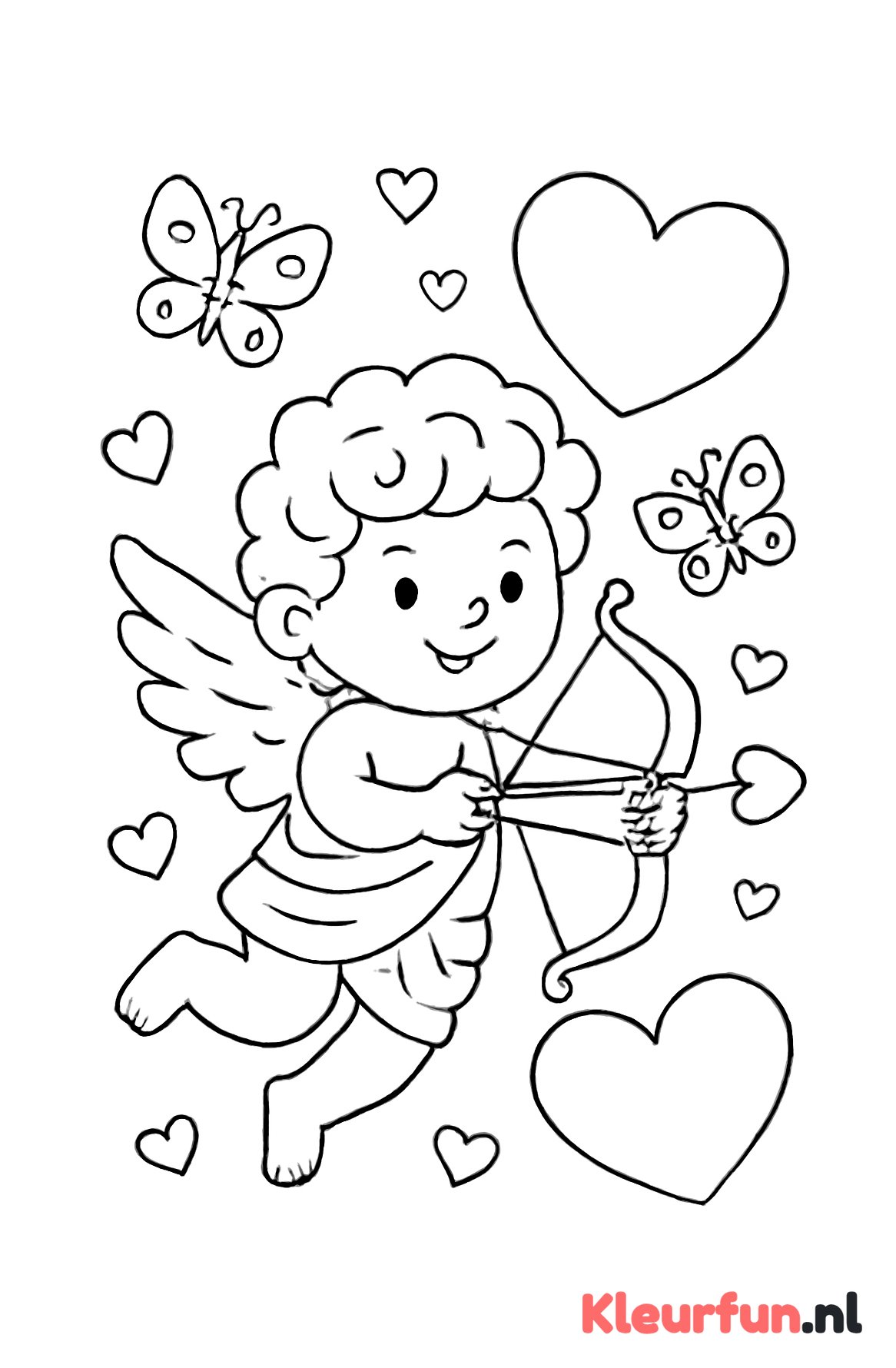 Cupido bij grote harten