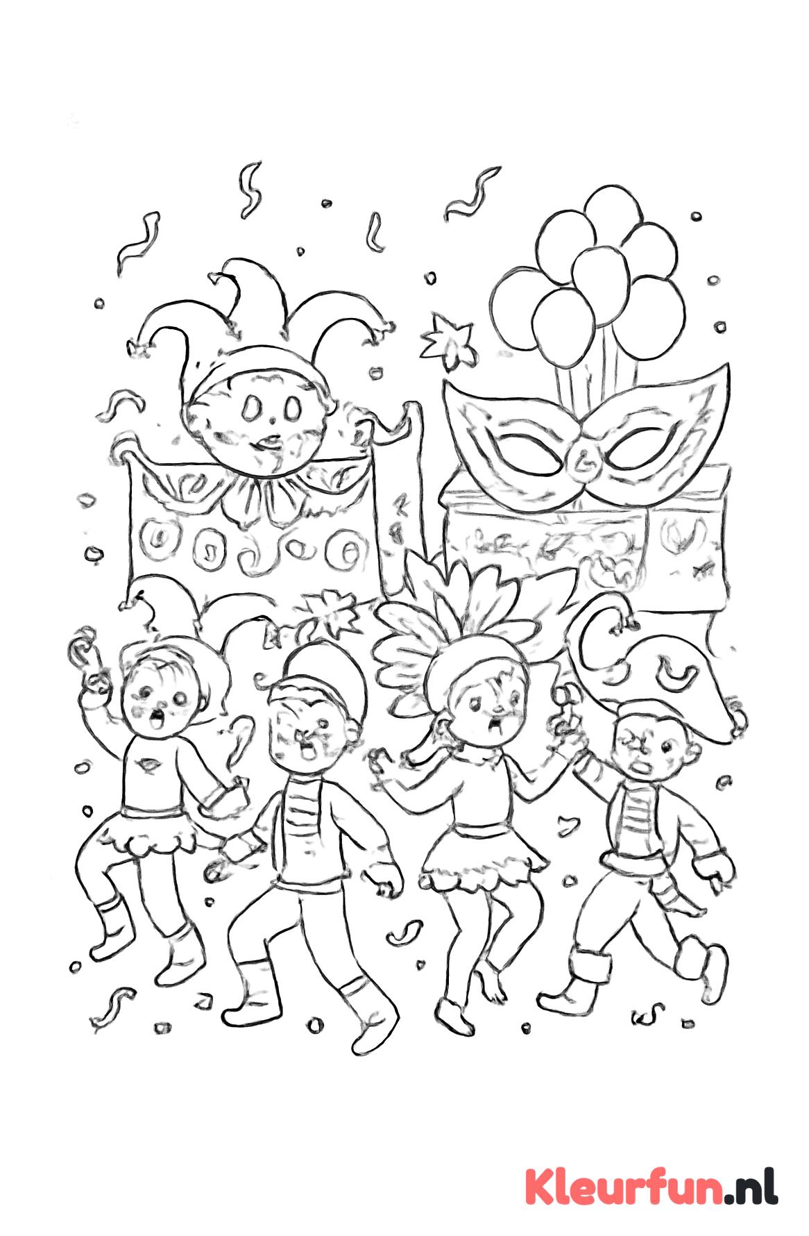 Dansende Kinderen in Carnavalsparade