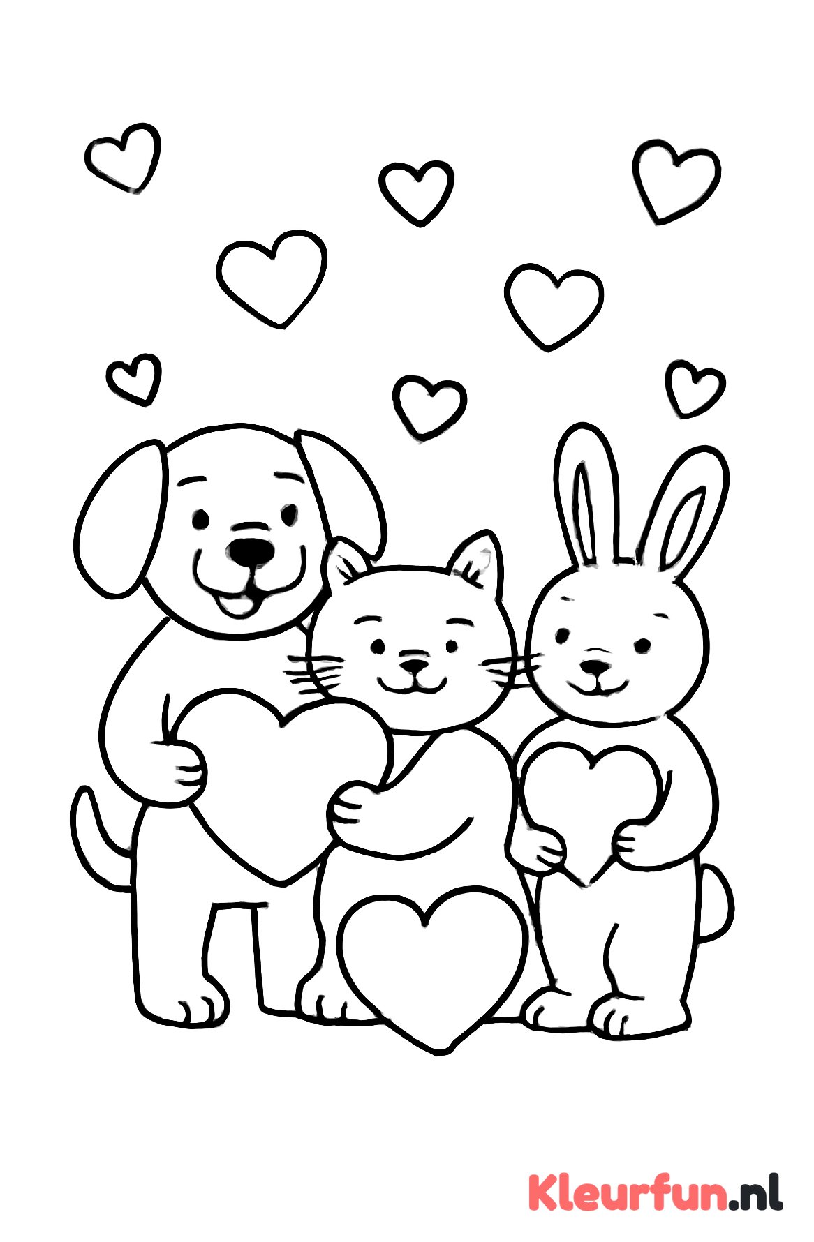 Vriendelijke dieren met hartjes - valentijn vriendschap
