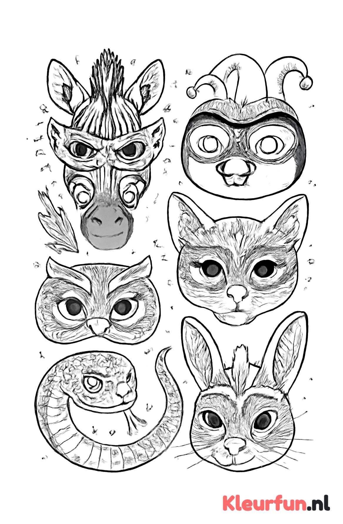 Uitgebreide dierenmaskers voor carnaval