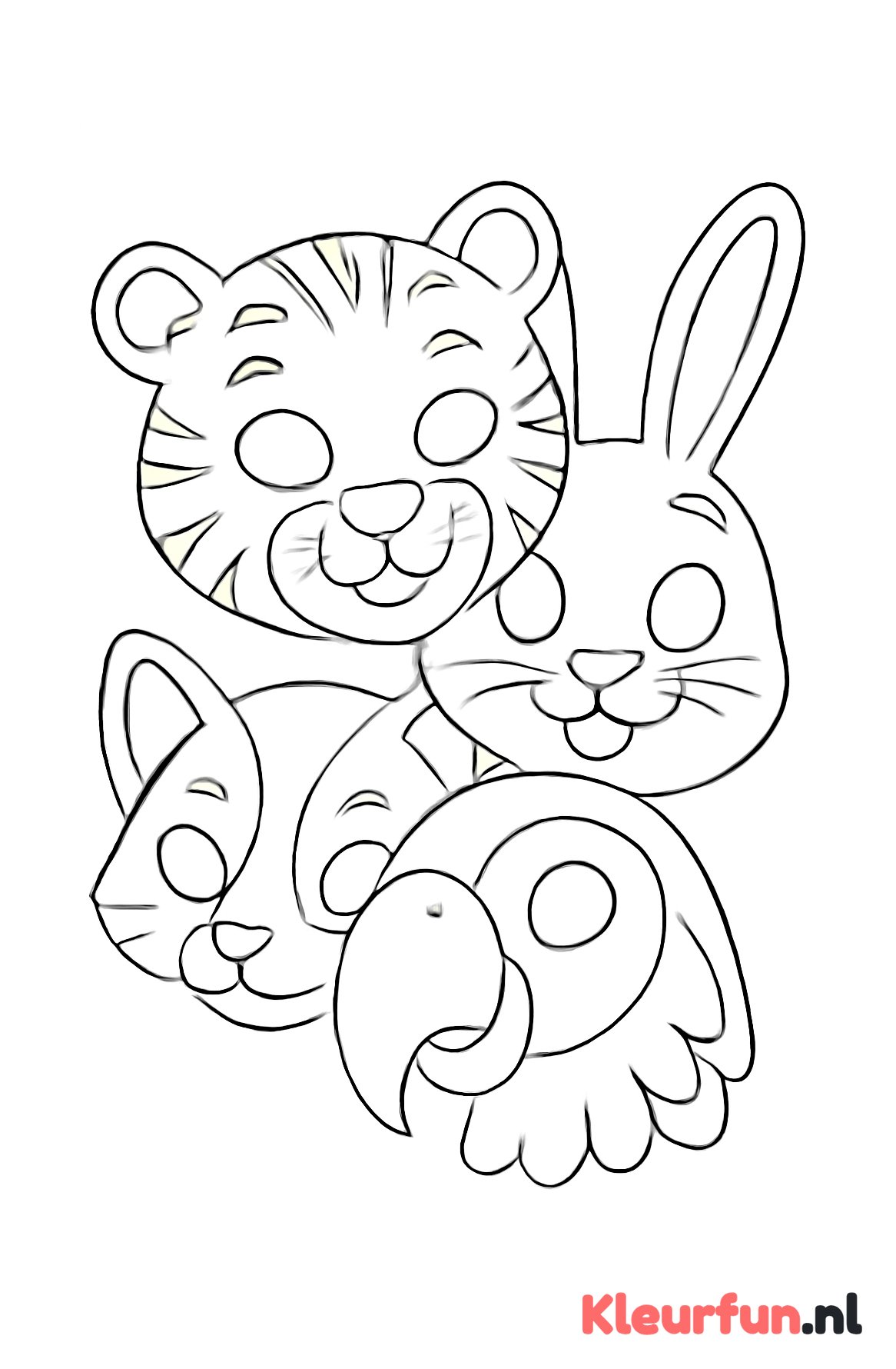 Verzameling vrolijke dierenmaskers voor carnaval