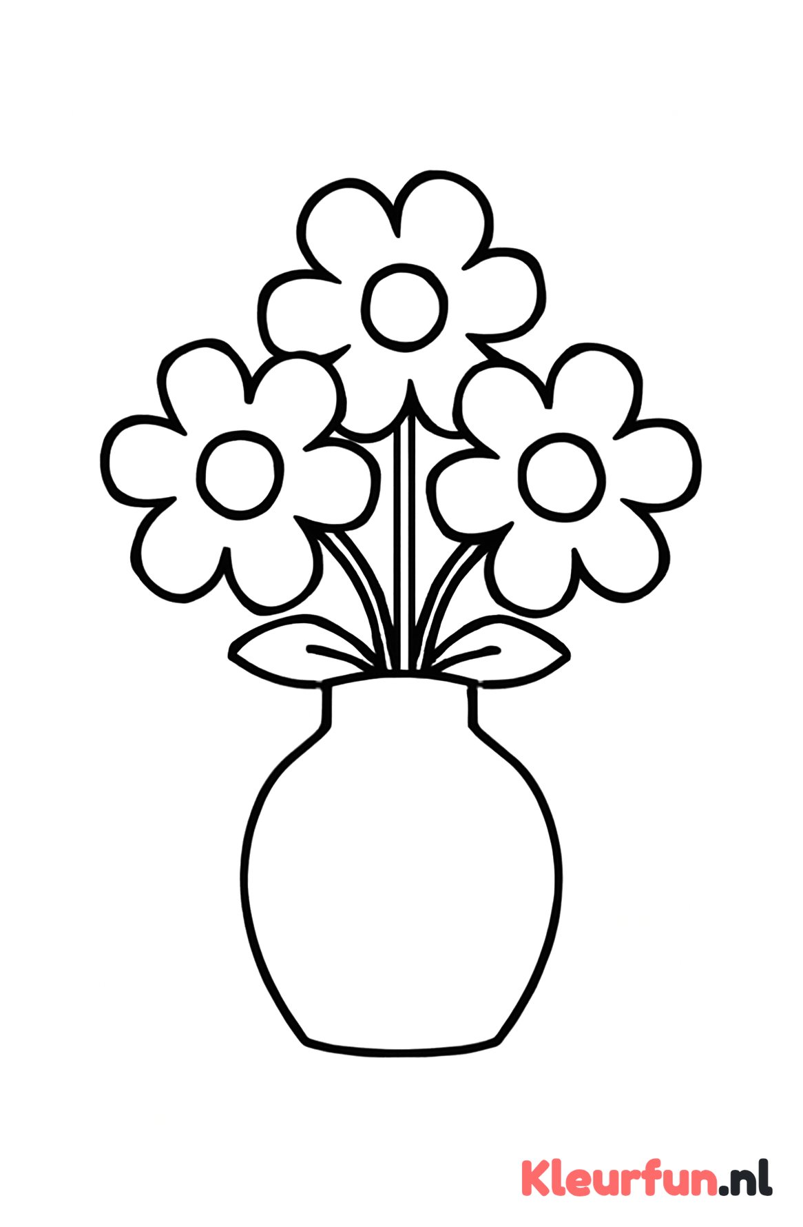 Dikke vaas met drie bloemen