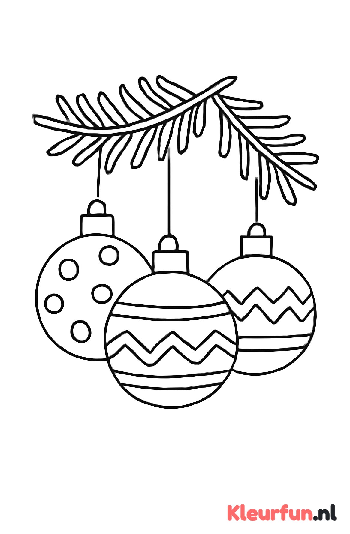 Drie kerstballen met verschillende patronen