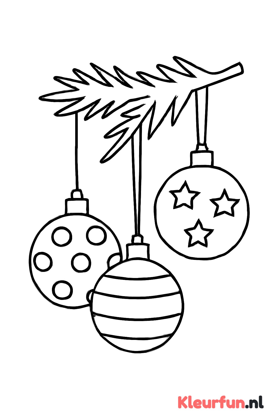 Drie kerstballen met eenvoudige patronen